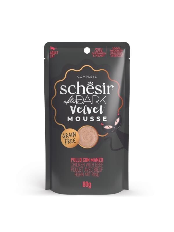Schesir After Dark Mousse Tavuk Ve Sığır Etli Tahılsız Yetişkin Kedi Konservesi 80 GR | SRC: Barcode: 8005852132307